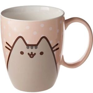 NIB Enesco Pusheen Our Name is Mud Pink & White Polka Dot Cat 12 oz Coffee Mug